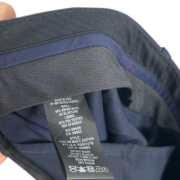 Theory Custom Max 2 Deep Navy Edition Career Dress Virgin Wool Trousers Size 12 - Picture 7 of 9